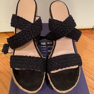 Stuart Weitzman Black Crochet Wrap Espadrilles
